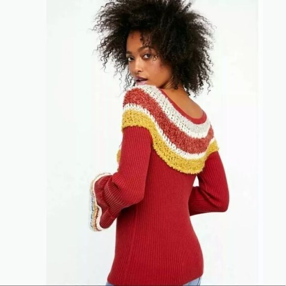 FREE PEOPLE FAYE’S SWIT RIBBED KNIT CUFF SWEATER - Picture 3 of 3
